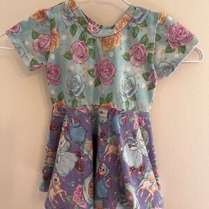 Handmade Disney Cinderella Floral and Character Print Dress